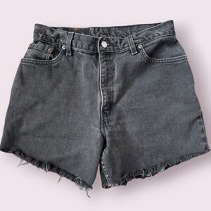 Levi’s 550 Black High-Rise Cutoff Denim Shorts - Distressed Hem, Size 12